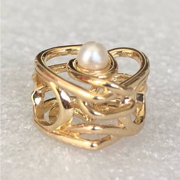 ❗️NEW❗️Pandora 14k Gold Openwork Swirling Heart & Treated Freshwater Pearl Charm - Picture 10 of 11